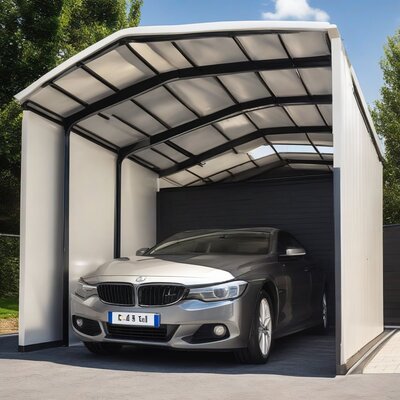 Modern carport with integrated storage solutions in Al Raha Beach, Abu Dhabi