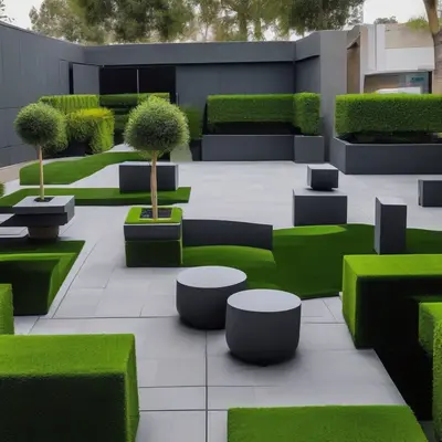 Commercial landscape with premium artificial grass installation in Al Dhafrah, Abu Dhabi